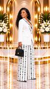 THE HERITAGE PRINT WIDE-LEG PANT SUIT SET(WHITE)