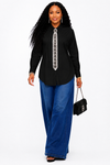 Crystal Elegance Black Rhinestone Shirt