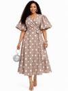 Timeless Charm Wrap Midi Dress(Polka dot)