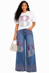 Bella B Rhinestone Denim Pant Set