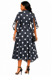 Elegant Belle Belted Flare Midi Dress(Black)