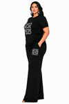 Black Luxe Rhinestone Pant Set