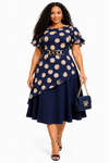 Navy Gold Dot Majesty Dress