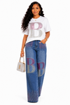 Bella B Rhinestone Denim Pant Set