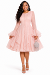Grace Button-Front Ruffle Dress(pink)