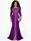 RHINESTONE PEPLUM MAXI DRESS(PURPLE)