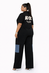 Urban Luxe Denim Patch 2-Piece Set(BLACK)