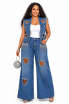 Heart Glam Stretch Denim Set(Blue)