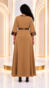 Savannah Grace Animal-Print Trim Maxi Dress(Khaki)