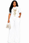 Golden Prestige Palazzo Pant Set(white)