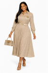 Monaco Luxe Pleated Dress(Nude Beige)