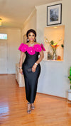 “Petal Elegance” Bandage Dress(pink-Black)