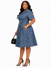 Blue Leopard Denim Shirt Dress