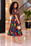 Timeless Charm Wrap Midi Dress(Black Multi)