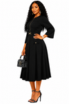 Sophisticated Grace Midi Dress(Black)