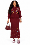 PREORDER 14 – WINE KNIT SKIRT SET