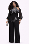 Imperial Jewel Embellished Palazzo Pant Set(Black)