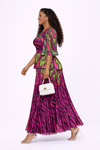 Zaria Abstract Pleated Maxi Dress(PURPLE)