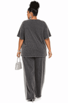 Midnight Bow Luxe Prints Lounge Pant Set(Gray)