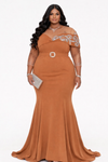 COUTURE FLOOR LENGTH MAXI DRESS(BROWN)