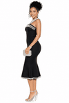 Pearl Sculpt Bandage Dress(Black)