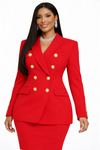 Power Luxe Double-Breasted Blazer(Red)