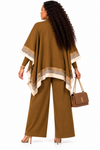 PREORDER 08 – BROWN 3-PIECE KNIT PANT SET