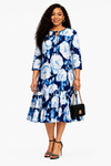 Blooming Grace Floral Midi Dress(Blue)
