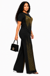 Golden Glam Fringe Pant Set(Black)