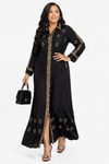 Midnight Luxe Leopard Trim Shirt Maxi Dress