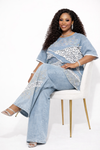 Luxe Patchwork Denim Palazzo Set