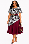 Wine Zebra Luxe Midi Dress(wine)