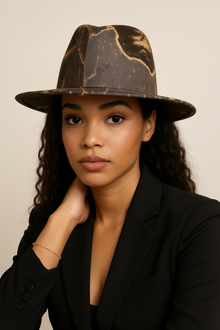  Marble Swirl Wool Fedora Hat(gray)