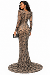 Pearl Majesty Sheer Couture Gown(Black)