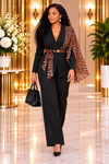 THE WILD ELEGANCE LEOPARD PANT SUIT SET(BLACK)