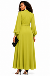 Elegance Belted Maxi Dress(Lime green)