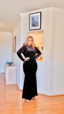  Starlight Radiance Velvet Gown(BLACK)