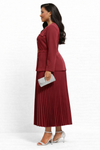 Royal Essence Pleated Skirt Set(Wine/Burgundy)