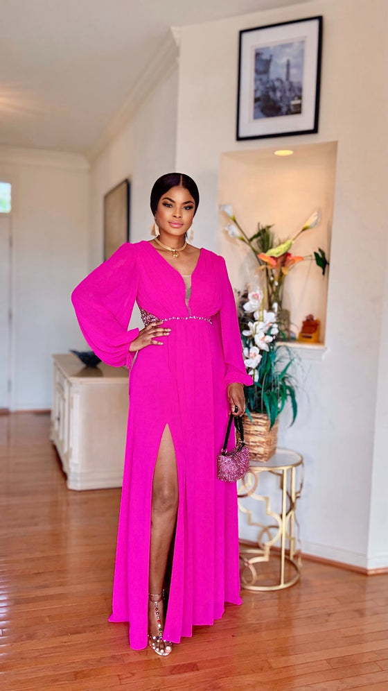 Fuchsia Bloom Chiffon Dress