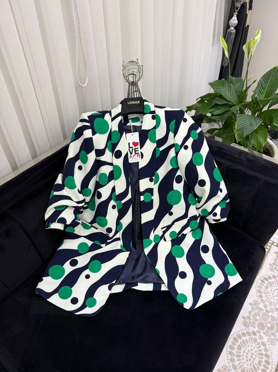 Green  & blue  Dot Blazer