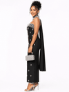 Royal Pearl Scarf Midi Dress(Black)