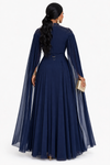 Navy Majesty Cape Maxi dress