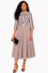 Executive Elegance Bow Midi Dress(gray)