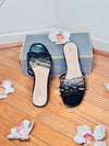 CHRISTBELLA OMBRÉ RHINESTONE SLIPPERS(SILVER-BLACK)