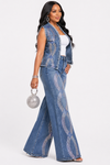 Infinity Sparkle Stretch Denim Set(Blue)