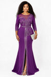 RHINESTONE PEPLUM MAXI DRESS(PURPLE)