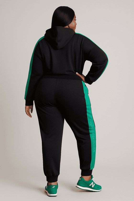 Glam Bunny Sequin Jogger Set – Green Black & Hot Pink