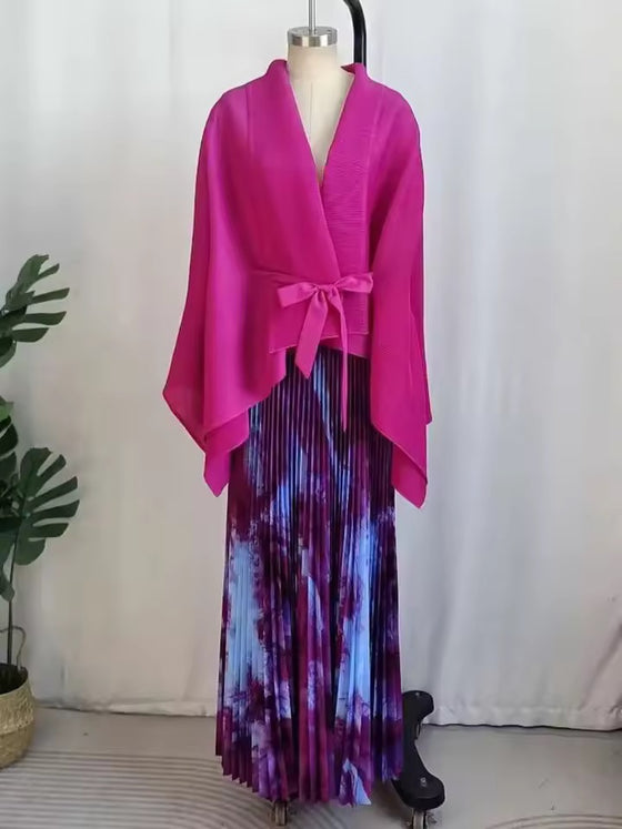 multiple colors MIYAKI skirt set