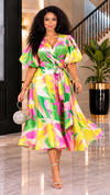 Timeless Charm Wrap Midi Dress(Floral)