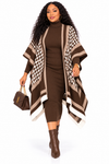 PREORDER 41- BROWN- 2PIECE PONCHO SWEATER DRESS.